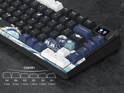 womier S-K80 Sea Wave Hot Swappable Gaming Keyboard Wired Mechanical Keyboard with Color OLED Display Gasket Mount RGB Keyboard
