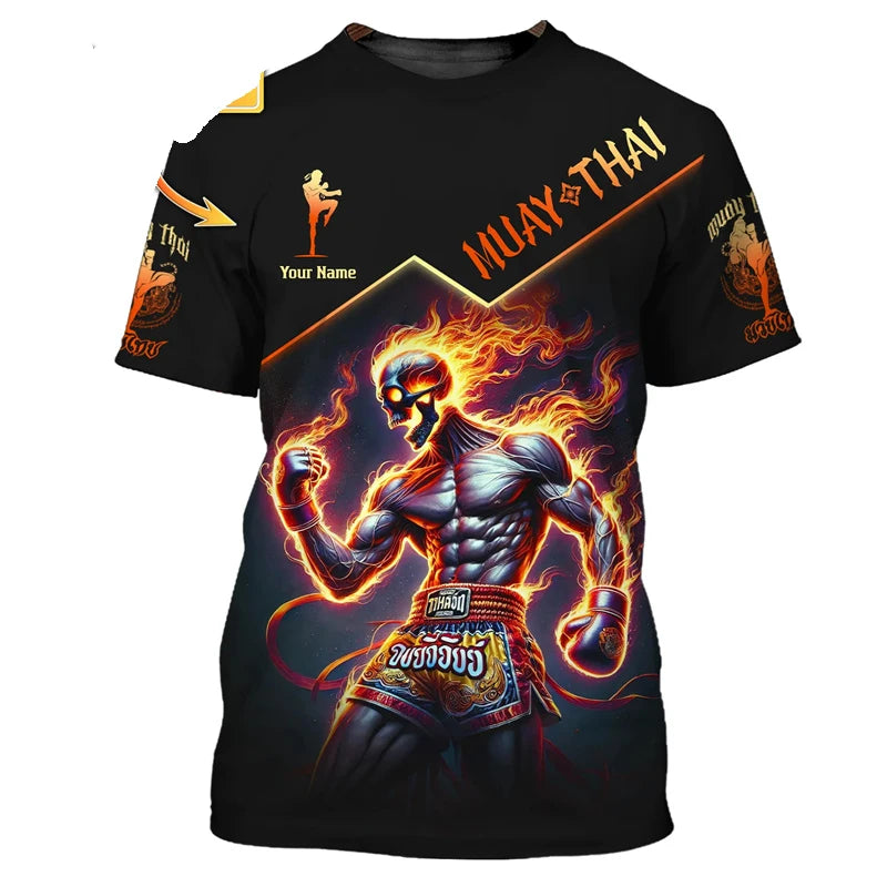 Cool New Muay Thai Graphic T-shirt For Men 3d Print Tiger Dragon Graphic Personality Custom Name T Shirt Summer Gym Fitness Tee