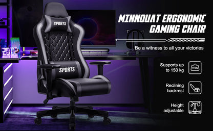 Daccormax Ergonomic Office Chair/Gaming Chair: 170° Recline, Adjustable Armrests, Lumbar Support for Long Hours Sitting