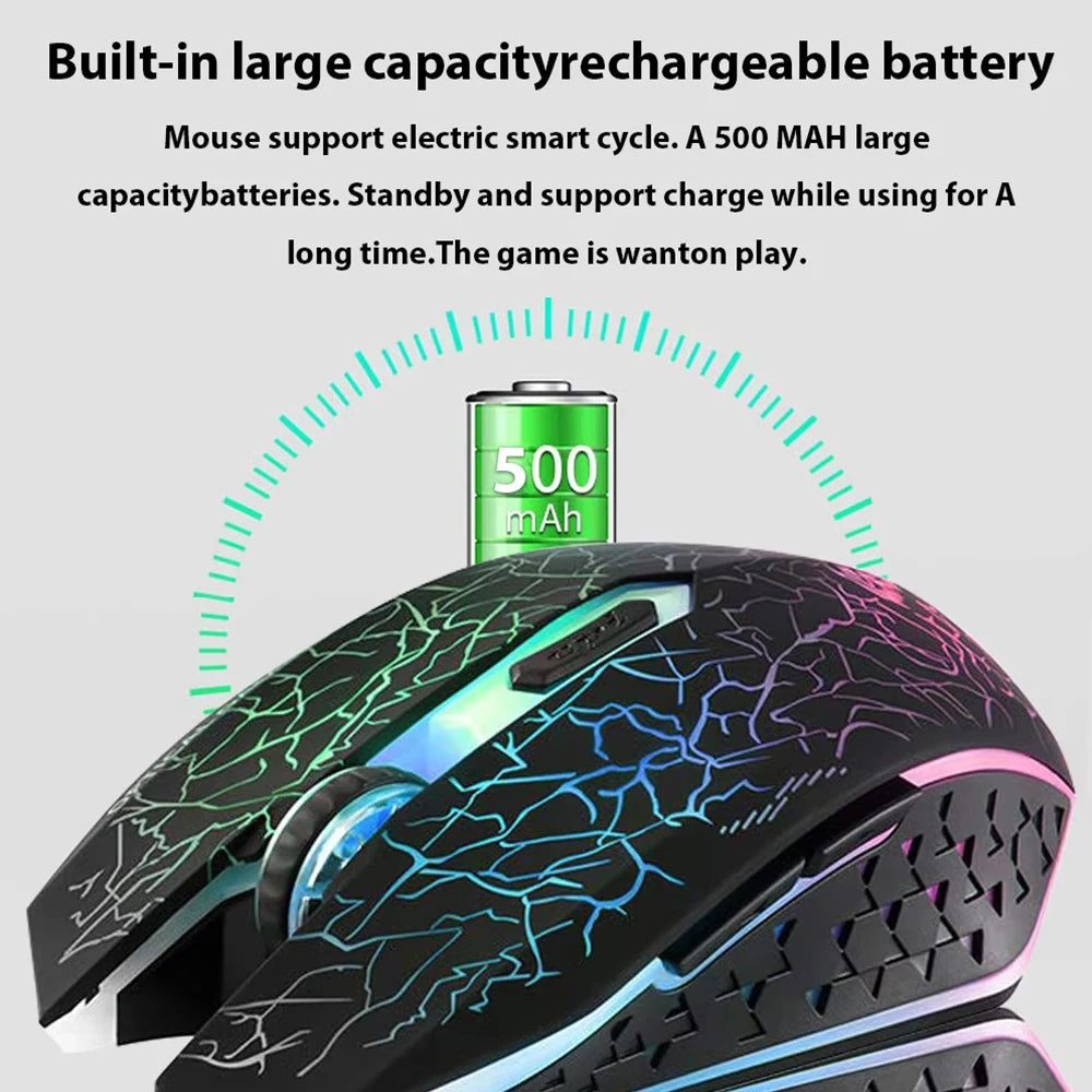 RGB Gaming Mouse 2.4G Wireless Mouse Bluetooth Mouse 1600DPI 6 Mute Buttons Mice Ergonomic Dual-Mode Office Mice For MacBook PC