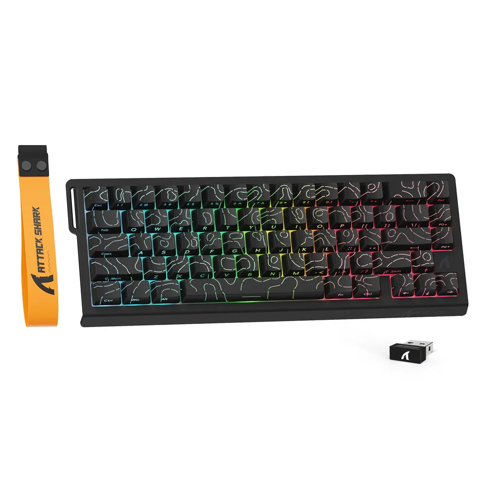 ATTACK SHARK X68PRO HE Wireless Rapid Trigger Gaming Keyboard with Adjustable Actuation,Hot-Swap,RGB Backlit,BT/2.4GHz/Wired