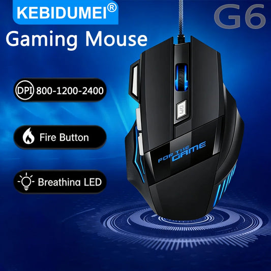 USB Wired Mouse 7 Button 2400DPI Gaming Mouse RGB Breathing Light Mecha Mice Ergonomic Optical Office Mice For Desktop Laptop