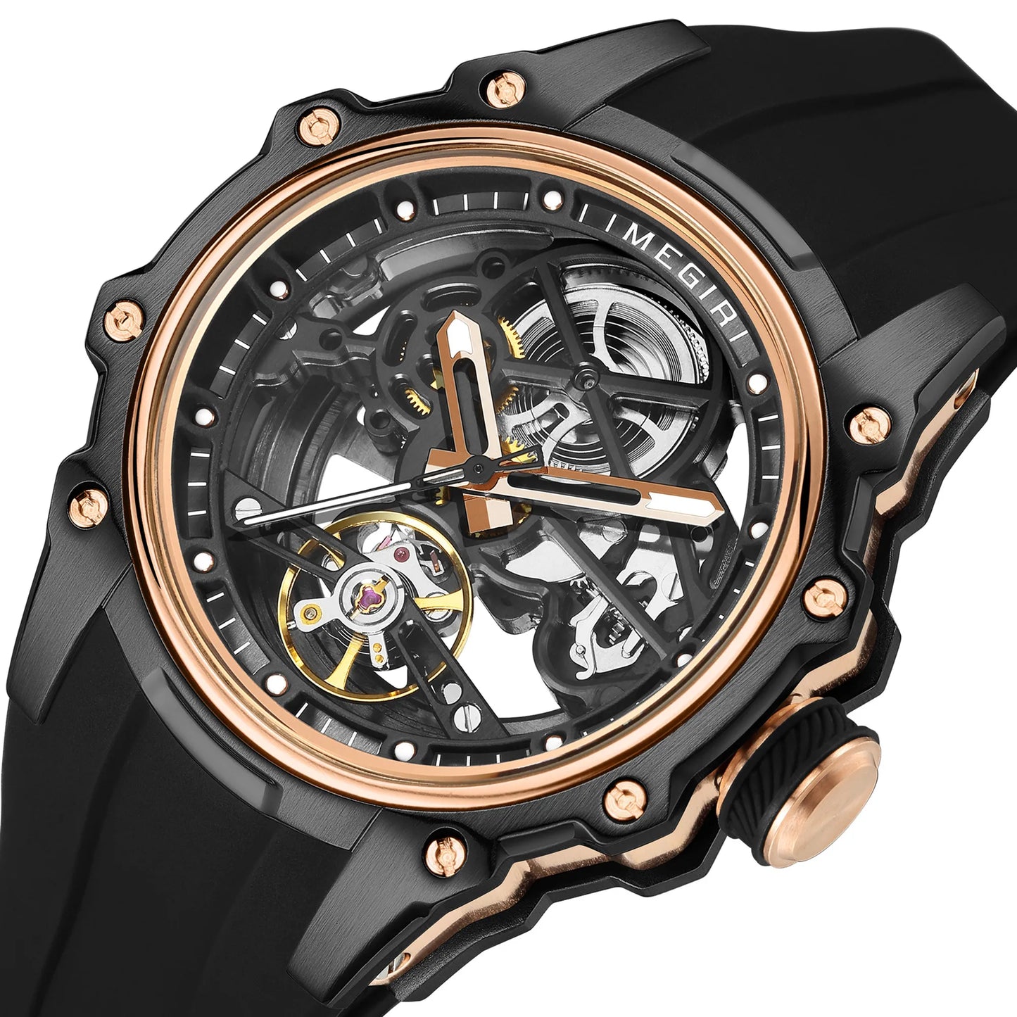 MEGIR Fashion Men's Full Automatic Watches Hollow Out Luminous Sports Mechanical Watch Waterproof Wristwatches Reloj Hombre 2243