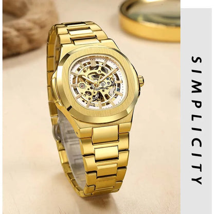 Montres-bracelets mécaniques pour homme à cadran ajouré, design squelette, montre de luxe entièrement automatique pour homme, relogio