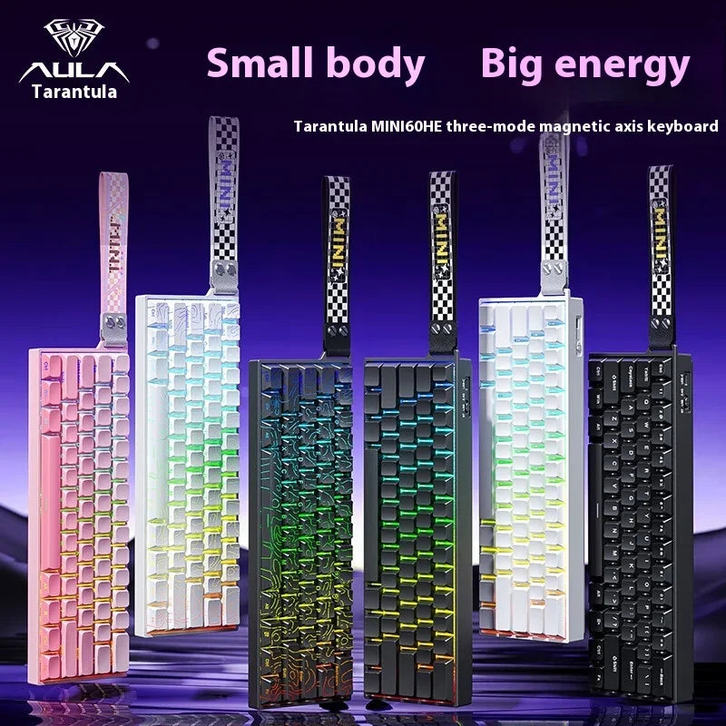 AULA Mini60 HE Magnetic Switch Keyboard RGB Tri Mode Wireless Mechanical Keyboard 8000Hz 0.01mmRT Gaming Keyboard Gamer Gifts