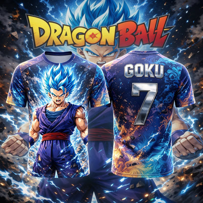 2026 Summer Dragon Ball Super Saiyan Blue Goku 3D Print Jersey Tee Oversized Unisex Men Women Kids Casual Anime Fan Tshirt