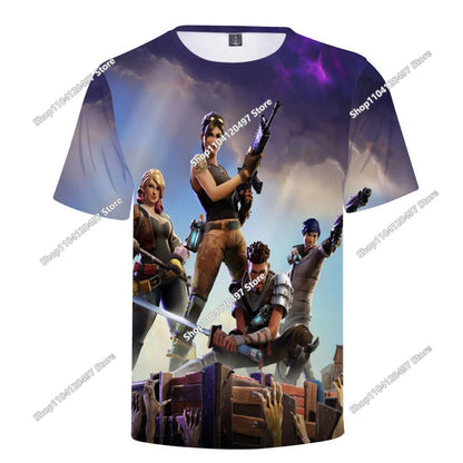 3D Fortnite тениска Battle Royale – тениски за мъже и жени, момчета и момичета, анимационни топове Victory, дрехи за тийнейджъри, детски геройски геймърски тениски и топове