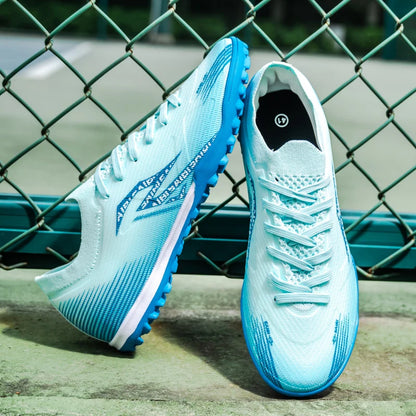 Chaussures de football pour hommes adultes, modèle TF, à tiges hautes, avec empeigne souple en PU, semelles antidérapantes et crampons, idéales pour les matchs et l'entraînement sur gazon synthétique.