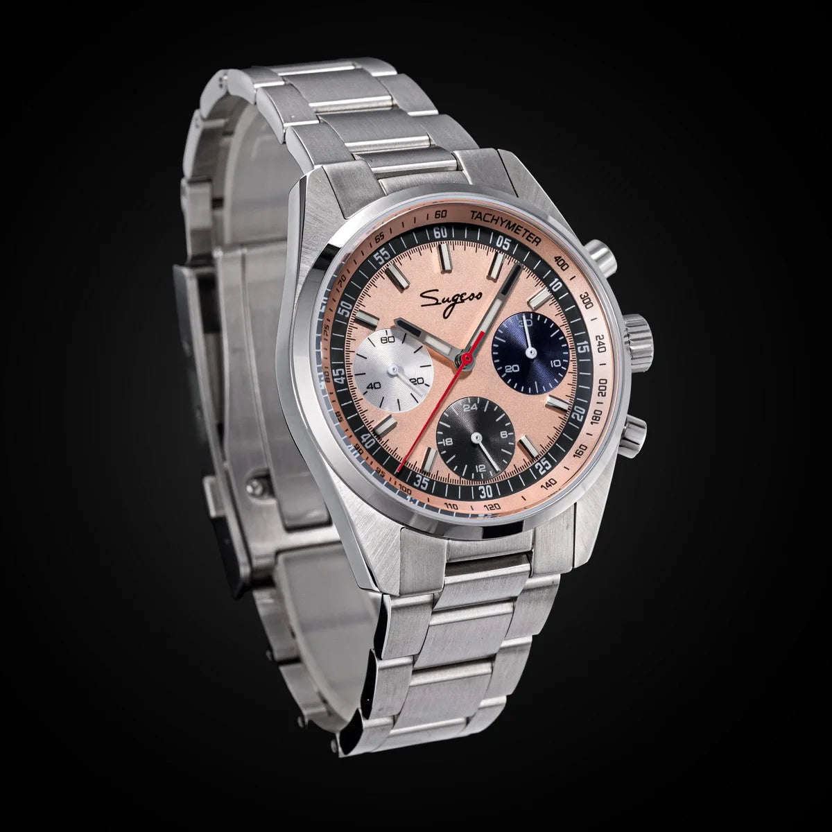 Sugess Mens Watch 38mm Chronograph Mechanical Wristwatches Tianjin Gooseneck Movement Sapphire Crystal Roulette Dial S465 new