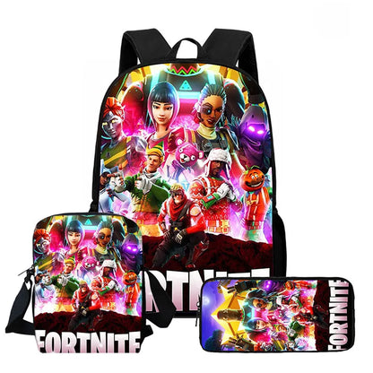 Fortnite 3-piece cartoon set, unisex, includes: Backpack, Crossbody bag, And pencil case  Lightweight and large capacity