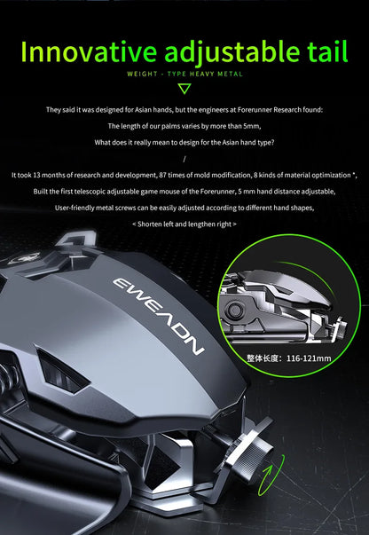 Mechanical Metal Gaming Mouse Wired Ergonomic RGB Backlit Game Mouse 12800 DPI Optical USB Mause Computer Mouse For Desktop PC