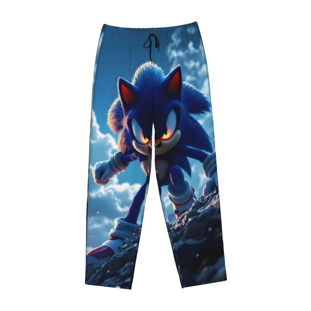 Custom Printed Womens Soniced Pajama Pants Hedgehog Game Sleepwear Sleep Lounge Bottoms with Pockets