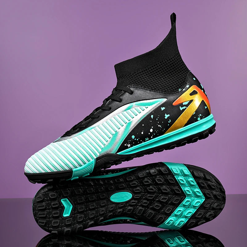 Nouvelles chaussures de football pour hommes, chaussures de sport, chaussures de futsal à cheville haute, chaussures de football de haute qualité, antidérapantes pour intérieur et extérieur, ultralégères, antidérapant