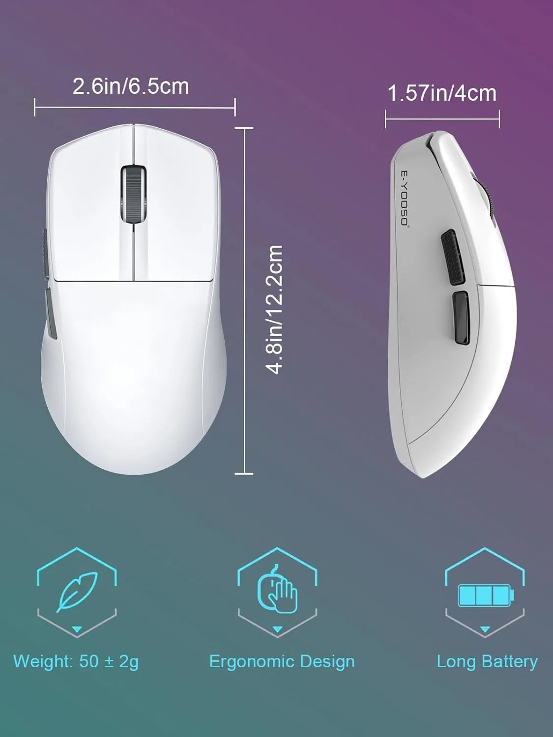 E-YOOSO Portable Ultra LightWeight Mouse Wired Mouse Tri-Mode 2.4G /BT/USB-C Rechargeable Computer Mouse for Laptop/PC/Mac