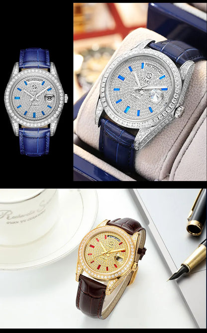 【START】Gypsophila Men's Watch Official Authentic Diamond Watch Waterproof Automatic Mechanical Watch Date Week Function