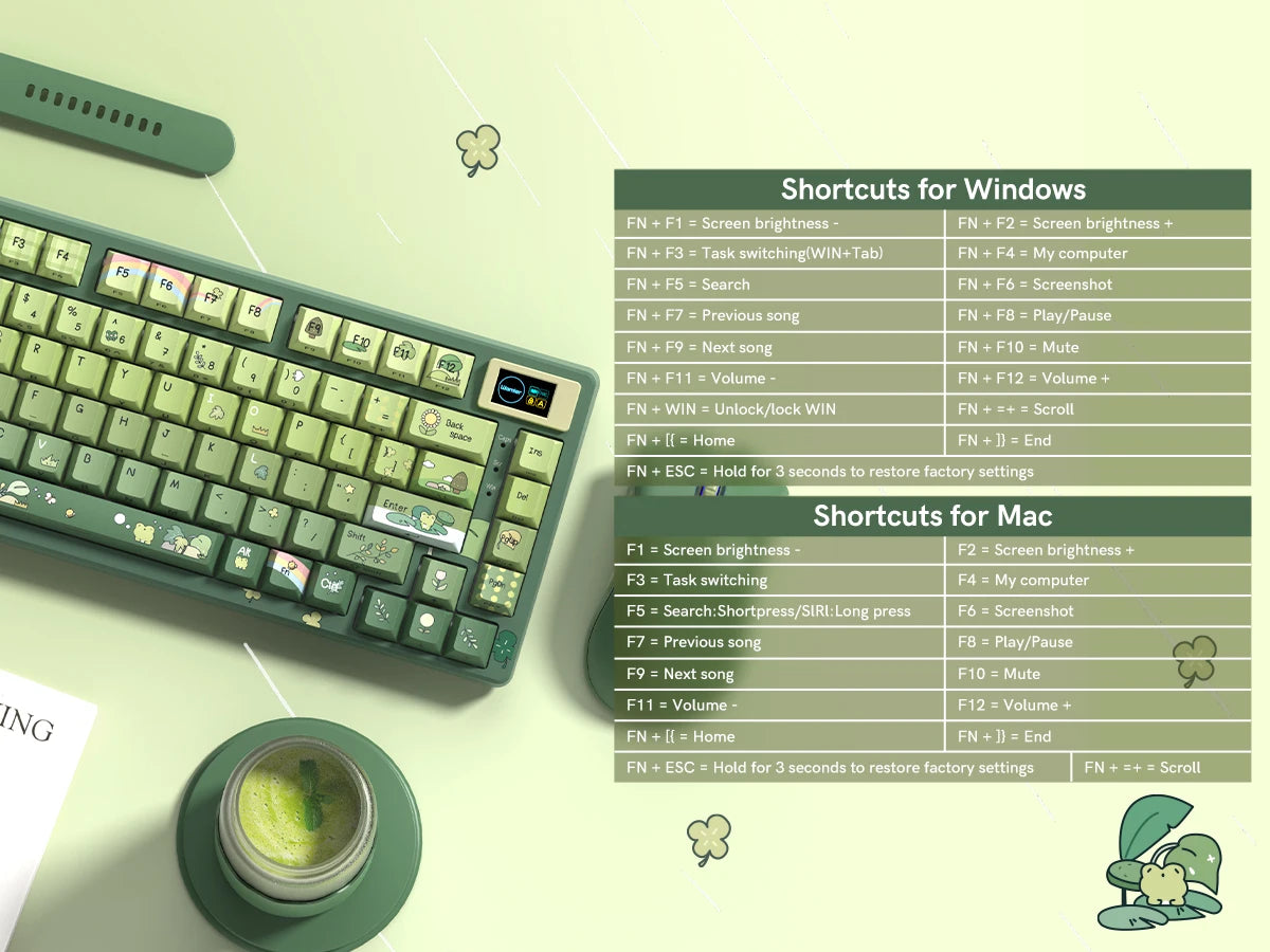 Womier SK80 Green 75% Keyboard with Color OLED Display Mechanical Gaming Keyboard Gasket Mounted RGB Hot Swap Custom Keyboard