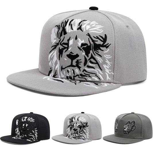 2025 New Lion Eagle Embroidered Fashion Men's Street Hip Hop Hat Baseball Hat Women's Leisure Sports Sunshade Hat Flat Edge Hat