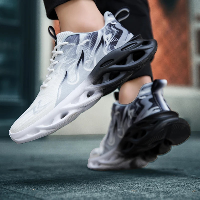 Men Running Shoes Mesh Breathable Flat Cushioning Soft Comfortable Sneakers Outdoor Gym Trendy Casual Jogging Shoes for Men