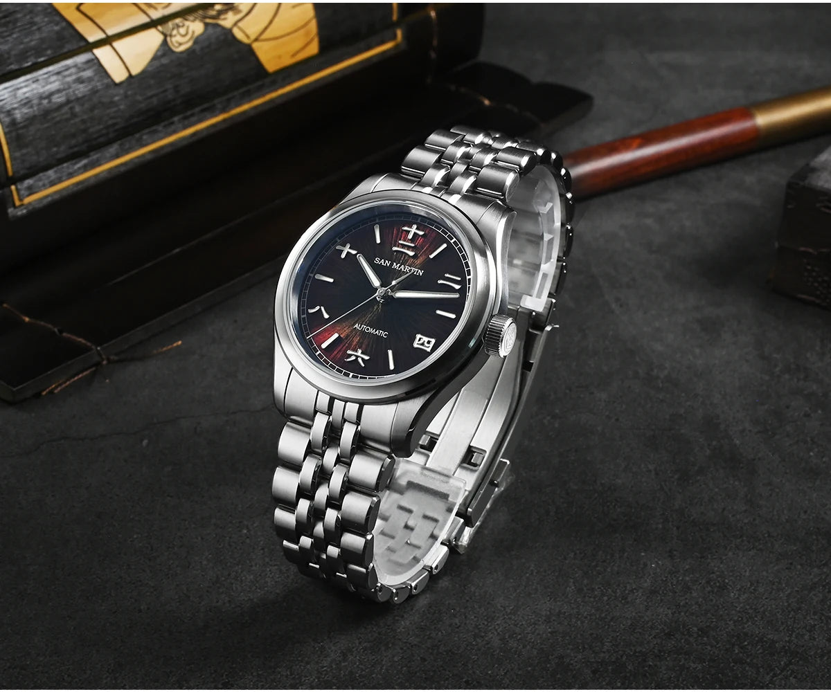 San Martin New 39mm Gada Watch Chinese Style Original Design Sunburst JianZhan Miyota 90S5 Men Dress Automatic Mechanical SN0144