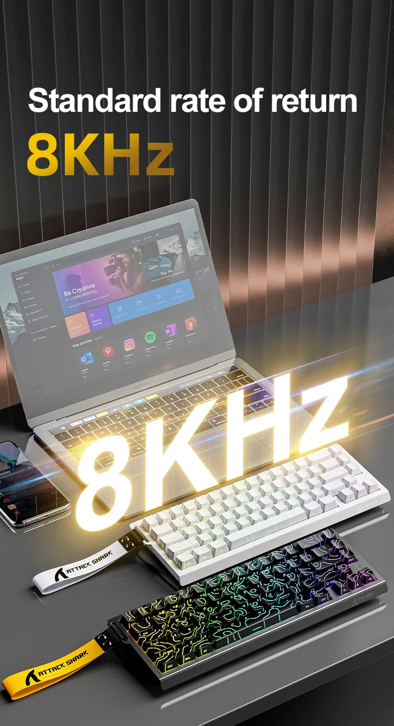 Attack Shark X68HE Gaming Keyboard Wired 8K Polling Hall Effect Magnetic Switch Rapid Trigger SOCD/RS Low Latency Pro Gaming