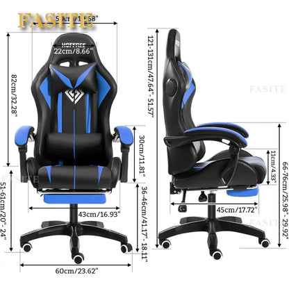 Fashion High Back Video Game Chair with Speakers Massage Computer Gaming Chair with LED Lights and Footrest
