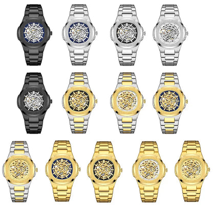 Montres-bracelets mécaniques pour homme à cadran ajouré, design squelette, montre de luxe entièrement automatique pour homme, relogio