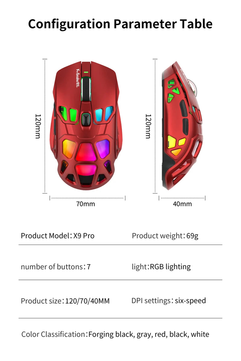 Lenovo X9Pro Tri-Mode Wireless Mouse 2.4G Bluetooth Wired Lightweight Magnetic Charging Dock Desktop Laptop Gaming&Office