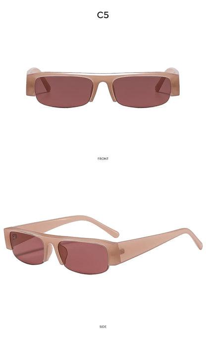 Vintage-Sonnenbrille mit kleinem, rechteckigem Halbrahmen in Schwarz, Leopardenmuster und Farbverlauf – trendige Damen-Sonnenbrille zum Autofahren