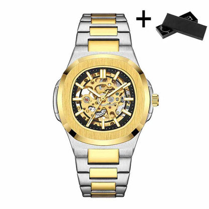 Montres-bracelets mécaniques pour homme à cadran ajouré, design squelette, montre de luxe entièrement automatique pour homme, relogio
