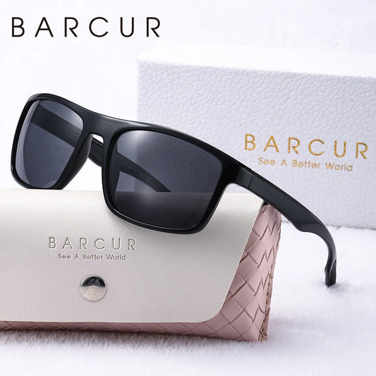 BARCUR Fashion TR90 Men Sunglasses Sturdy Durable Rectangle Frame Cool Outdoor Sports Men And Women Polarized Sunglasses