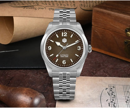 San Martin 38mm Men Sport Watch Fashion Luxury Explore Climbing Automatic Mechanical Sapphire Waterproof 5 Links Bracelet BGW-9