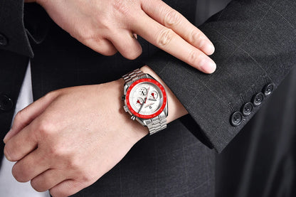 Orologio da uomo PAGANI DESIGN «New Moon» – Orologio al quarzo di lusso, cronografo, vetro zaffiro con trattamento antiriflesso, lunetta in ceramica, lancette luminescenti