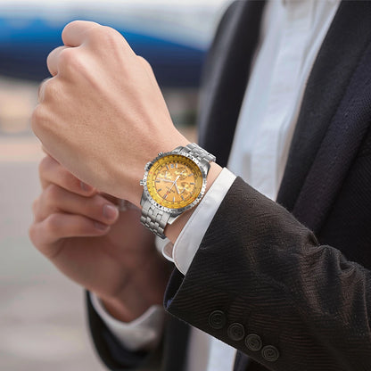 Orologio cronografo da uomo BERNY – Orologio al quarzo multifunzione in stile aeronautico, dotato di datario, vetro zaffiro ed eccellente luminescenza – Orologio da polso di lusso da uomo