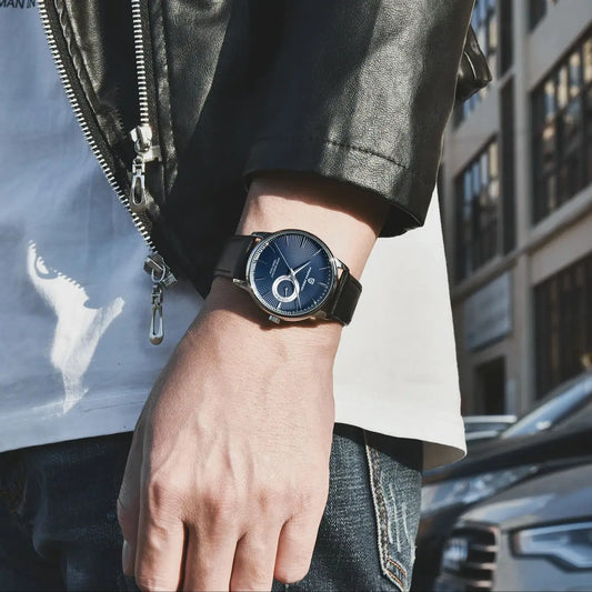 Orologio da uomo al quarzo dal look casual PAGANI DESIGN – Stile «lusso accessibile», versatile, dotato di vetro trattato, impermeabile, con cassa in acciaio inossidabile e datario.