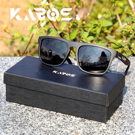 Karos Vintage Polarized Sunglasses Fashion Square Travel Driving Fishing Glasses Men Women Sports UV400 Eyewear Box YZ2024WB