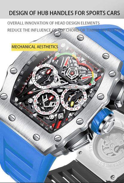 New Luxury Men Watch ONOLA Fashion Fully Automatic Mechanical Watches Man Unique Design Waterproof Tape Watch Wristwatch