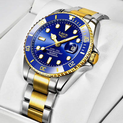 Montre-bracelet LIGE Fashion Business pour homme, étanche à 3 ATM, luminescente, montre de luxe sportive à quartz, chronographe de plongée