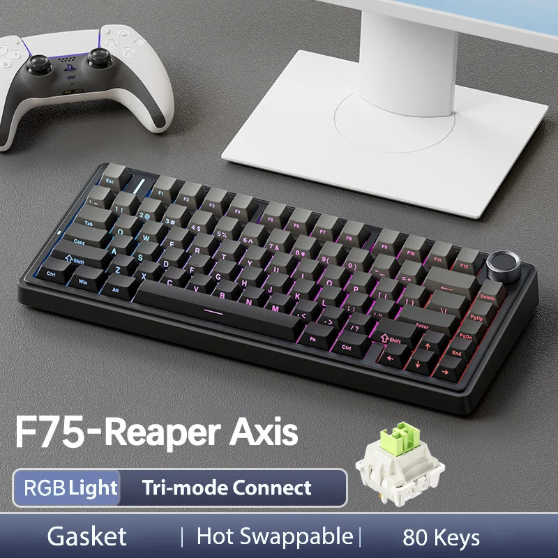 AULA F75 Pro Gasket Mounted Wireless Gaming Mechanical Keyboard RGB Customized 75% Layout Side-engraving PBT Keycaps