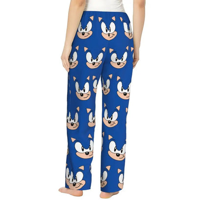 Custom Printed Womens Soniced Pajama Pants Hedgehog Game Sleepwear Sleep Lounge Bottoms with Pockets