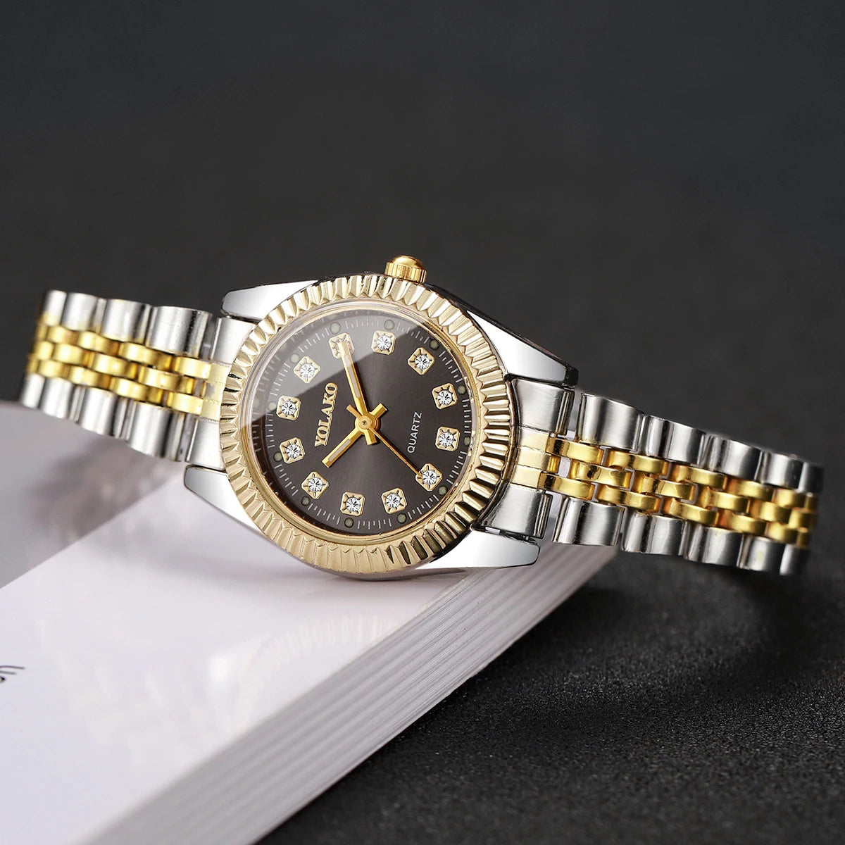 Montre-bracelet de luxe pour homme à quartz avec calendrier, tendance, strass, en acier, montre d'affaires pour homme, Reloj Hombre, cadeau (sans boîte)