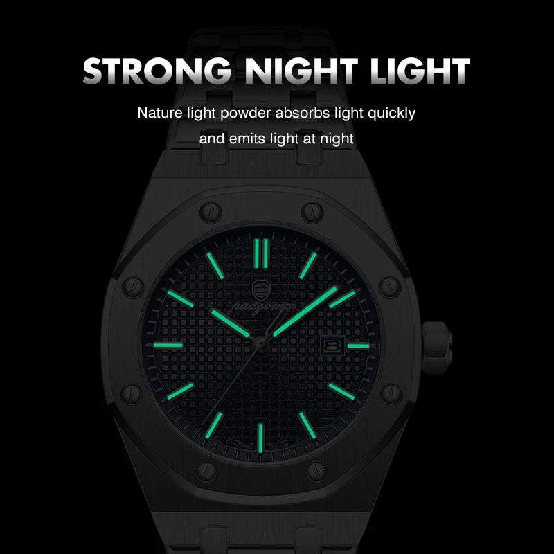 Montre à quartz carrée de luxe PAAZOMU pour homme, étanche, avec date luminescente, montre pour homme en acier inoxydable, montres d'affaires pour homme
