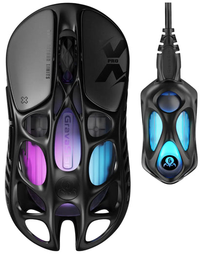 GravaStar Mercury X Pro Tri-Mode Wireless Gaming Mouse, 8K Receiver, Magnesium Alloy Lightweight, Long Battery Life, RGB  Gaming