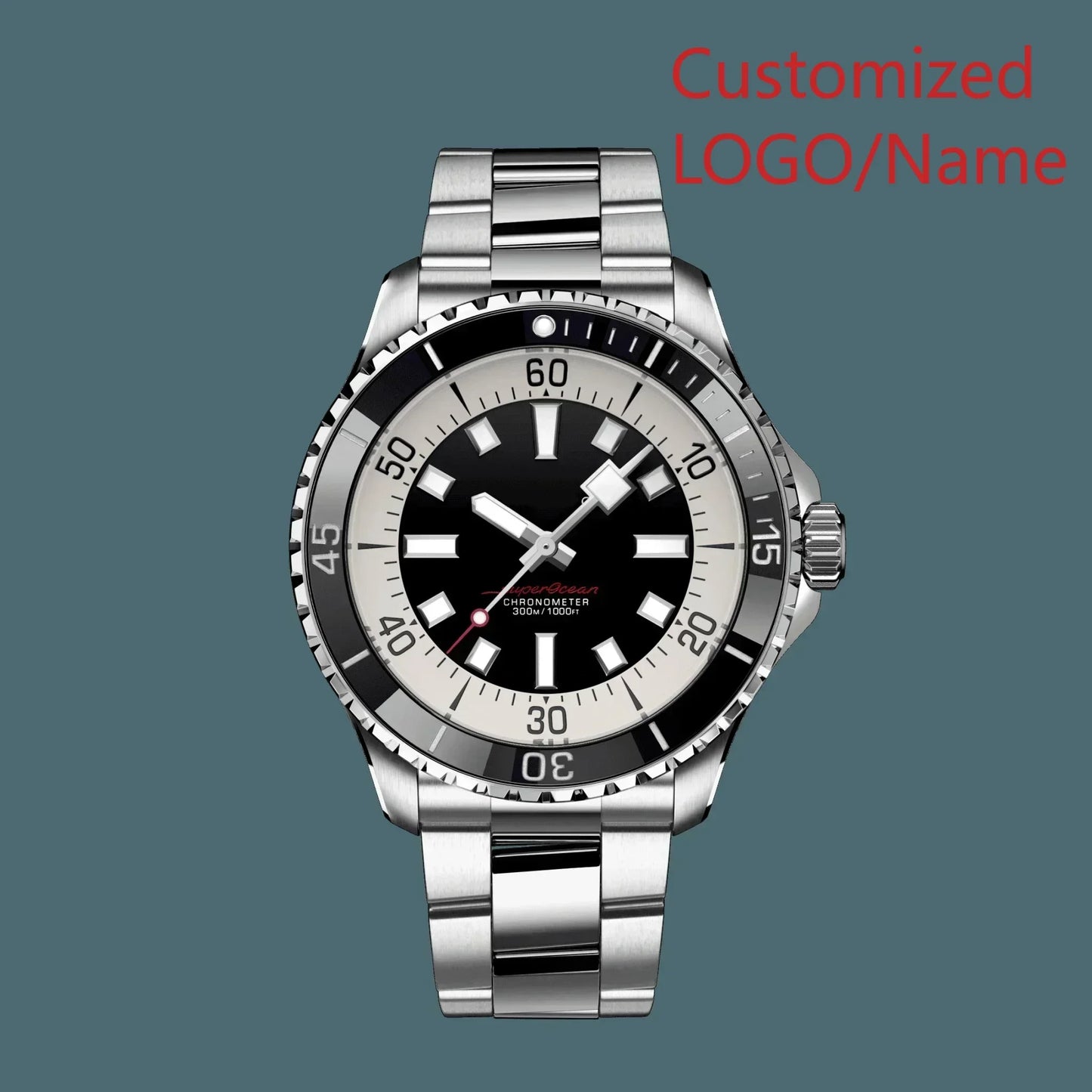 A11 Store Customized Watch Super ocean Mens Automatic Mechanical Watch Stainless Steel  Black Blue Ceramic Bezel 44mm
