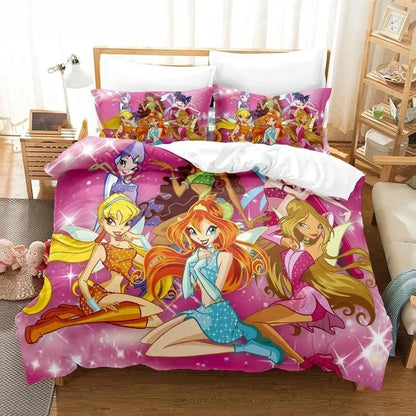 Anime W-Winx Clubs Duvet Cover Pillowcase Bedding Set Adult Boy Girl Bedroom Decoration Children Gift Single Double Large Size