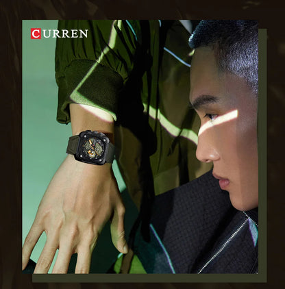 Montres pour homme CURREN : montre-bracelet de luxe à quartz, carrée, originale, étanche et luminescente, chronographe pour homme, Relogio