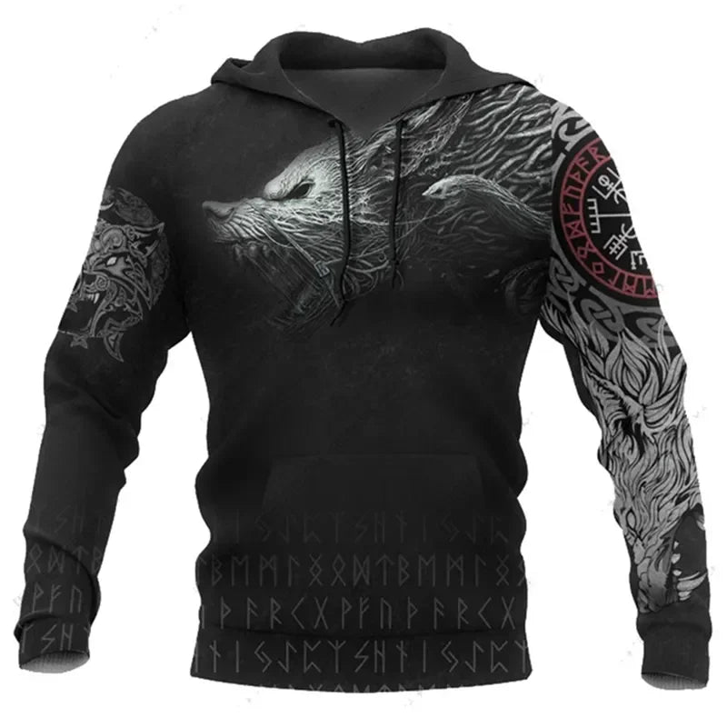 2023 neuer Herbst-Hoodie für Herren mit Wolf-Print, 3D-Sweatshirt, urban, trendig, vielseitig kombinierbar, Oversized-Oberteil, Kapuzenpullover, Herrenbekleidung