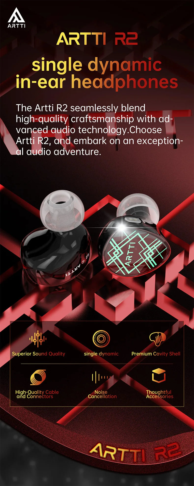 ARTTI T10&R1&R2 In-Ear HiFi Earphones Wired IEMs Monitors 14.2mm Planar Driver Textured Bass 0.78mm 2pin & 3.5MM/4.4MM Connector