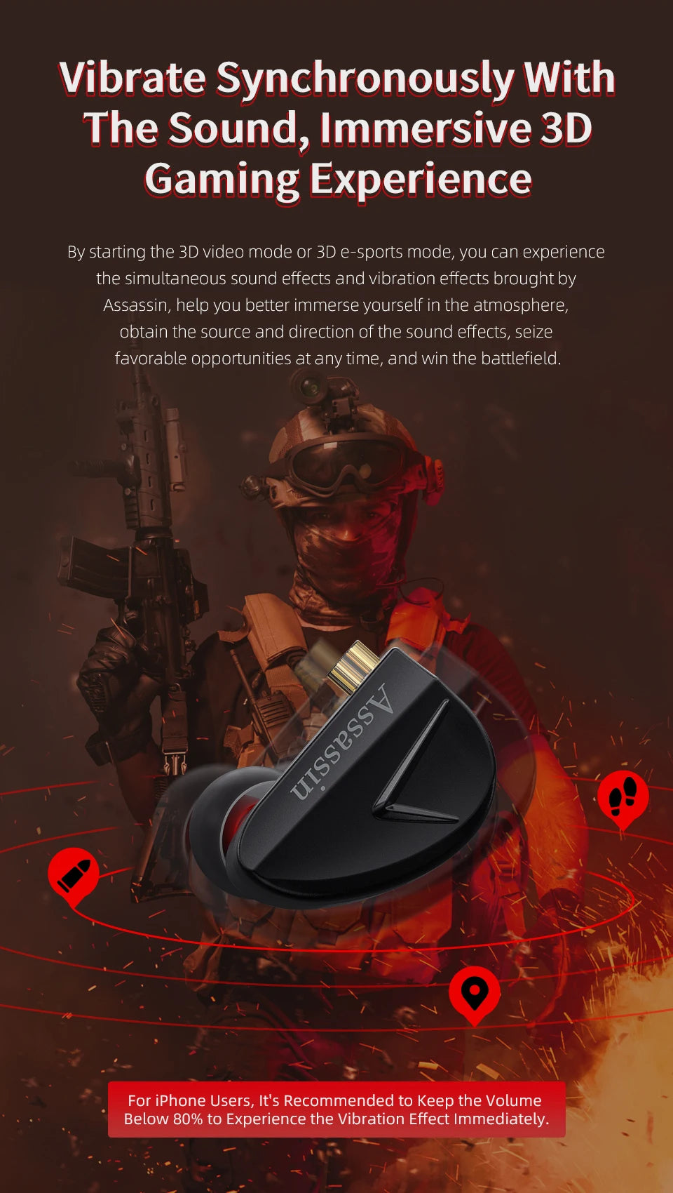 CVJ Assassin Earphones 1BA+1DD+1Vibration Switch Adjustable Gaming E-sports In-Ear 3.5mm&Type-C Hifi Headphones