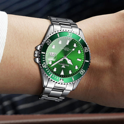 Orologio da polso al quarzo FNGEEN Son Brand di BINBOND con bracciale in acciaio inossidabile da uomo, luminescente e impermeabile, di lusso.