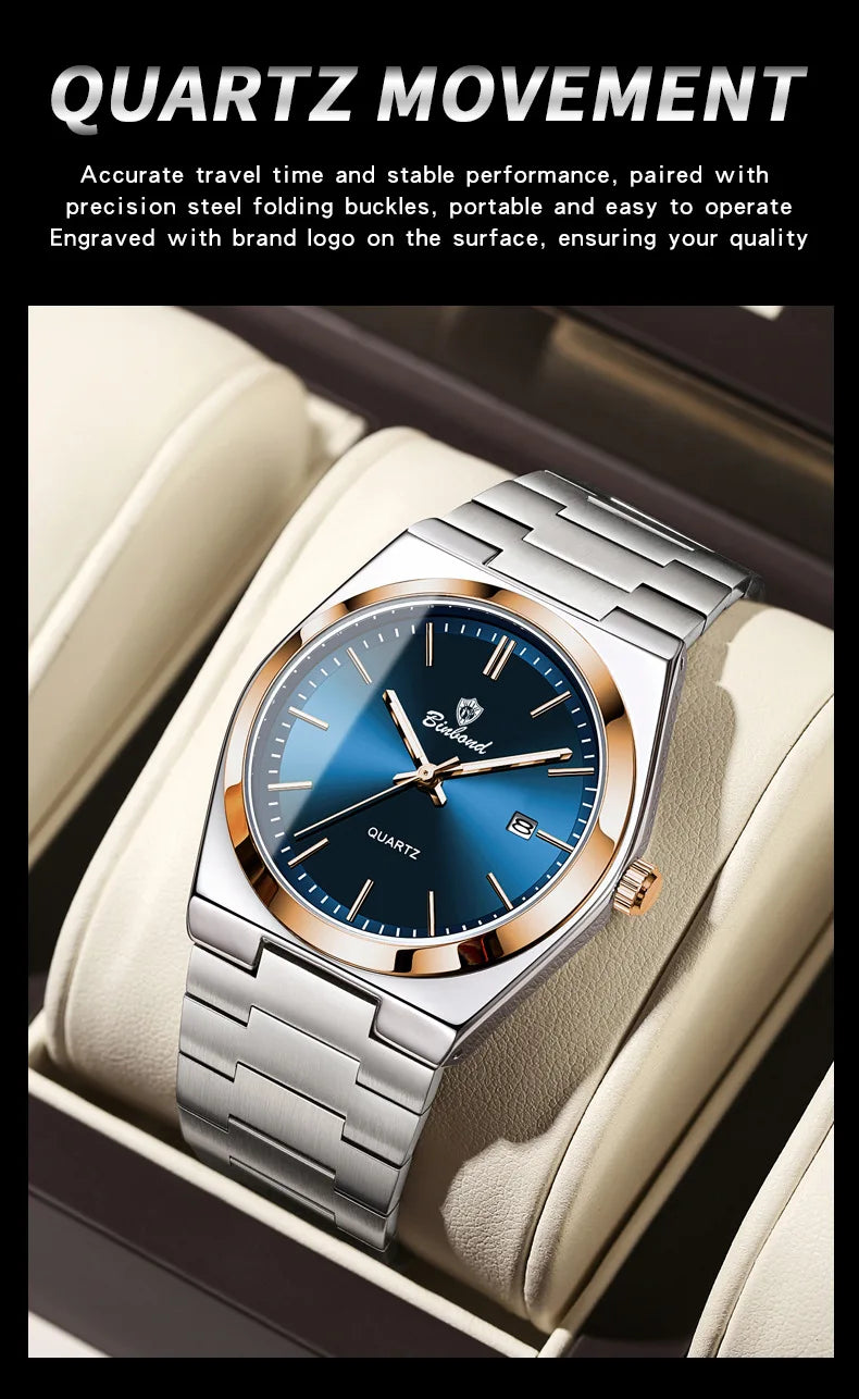 Montre pour homme UTHAI, marque de luxe abordable, en acier inoxydable, avec calendrier, étanche, pour homme, affaires et loisirs, montre à quartz tendance